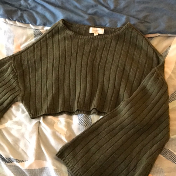 No Comment Sweaters - Cropped Olive Sweater